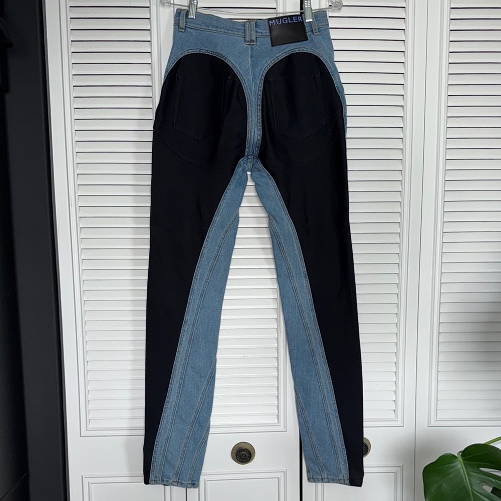 Mugler Blue & Black Spiral Jeans